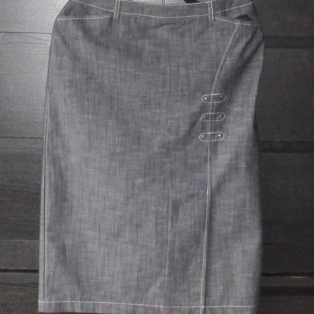 Miss Alliage Black Demin, Pencil Skirt, Front Split, Size 10,  Pockets A326